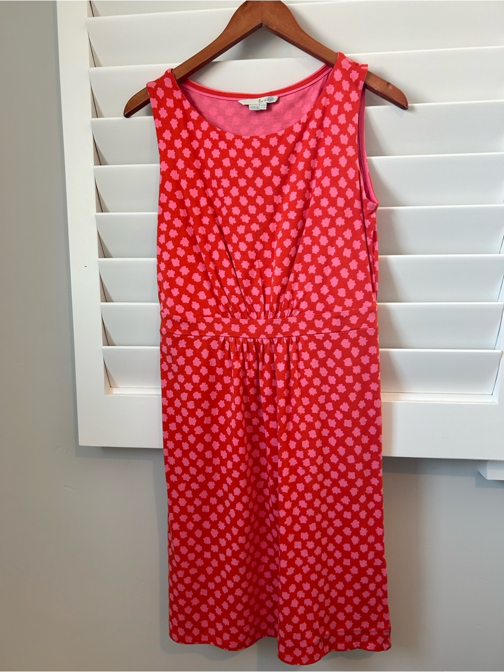 Boden red and pink sleeveless pattered dress